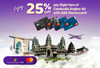Enjoy​ 25%​ discount​ on​ any​ flight​ fare​ of​ Cambodia​ Angkor​ Air​ with​ ABA​ Mastercard!