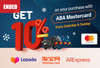 Enjoy​ 10%​ cashback​ when​ you​ shop​ on​ Taobao,​ Lazada,​ and​ AliExpress​ with​ ABA​ Mastercard