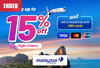 Enjoy​ up​ to​ 15%​ off​ on​ Malaysia​ Airlines​ tickets​ and​ stand​ a​ chance​ to​ win​ round-trip​ tickets​ to​ Malaysia​ with​ ABA​ cards