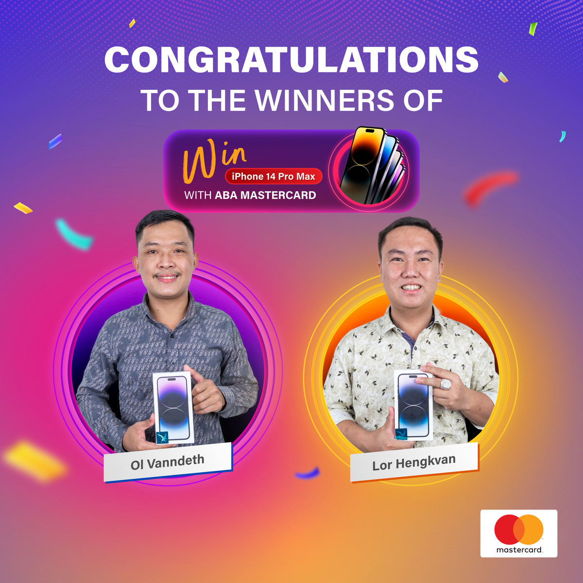 Big applause to the lucky winners of the “Win iPhone 14 Pro Max with ABA Mastercard” promotion!